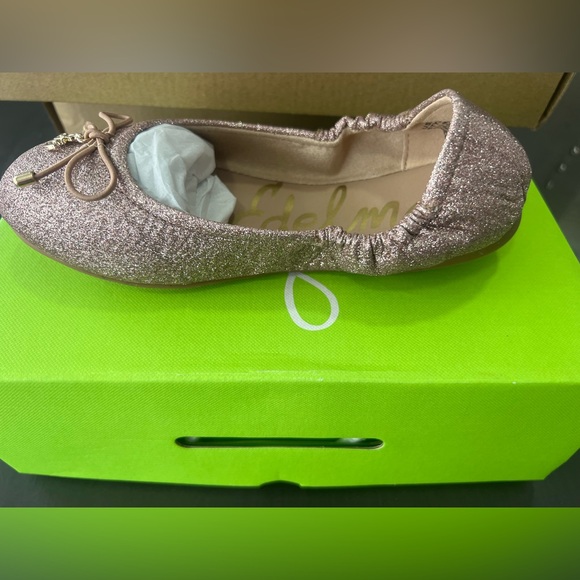 Sam Edelman Rose Gold Glitter Kids' Felicia Flex Ballet Flat - Picture 3 of 6